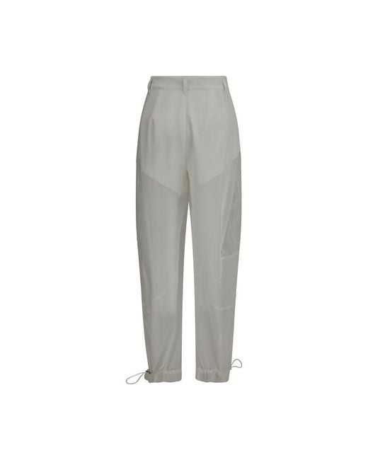 Pinko Gray White Polyester Casual Pants