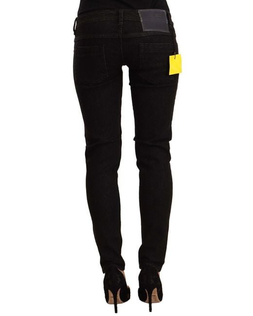 Acht Black Cotton Low Waist Skinny Denim Jeans