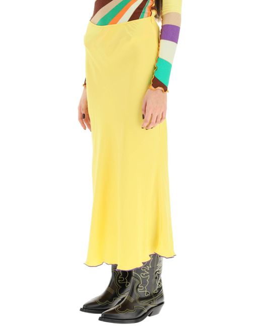 Siedres Yellow 'prim' Satin Midi Skirt