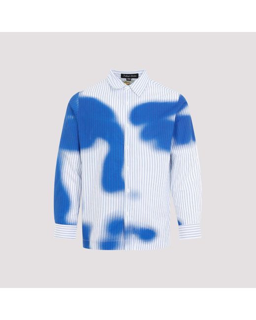 Kidsuper Blue White Cotton Stripe Blurry Face Shirt for men