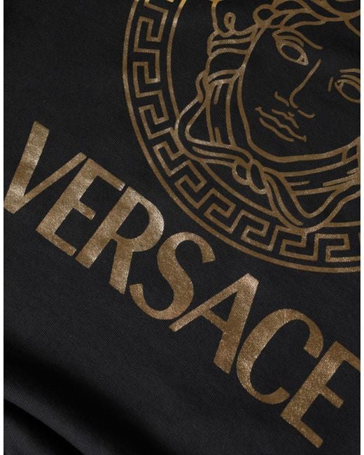 Versace Black Medusa Fleece Cotton Crew Neck Sweatshirt Sweater for men