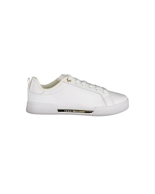 Tommy Hilfiger White Chic Lace-Up Sneakers With Contrast Detail