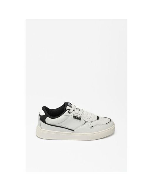 Colmar Black And White Leather Low Top Sneakers for men
