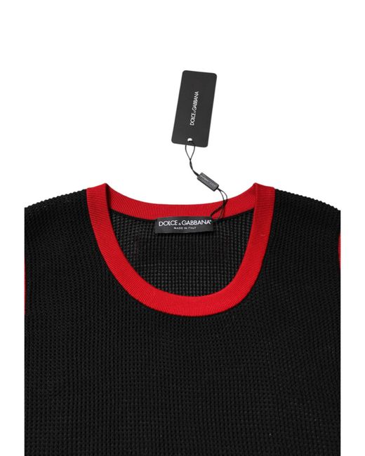 Dolce & Gabbana Black Cotton Slim Fit Round Neck T for men
