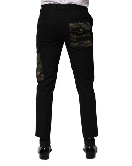 Dolce & Gabbana Black Cotton Cargo Dress Pants for men