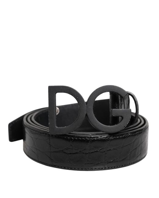 Dolce & Gabbana Black Leather Classic Metal Dg Buckle Belt for men