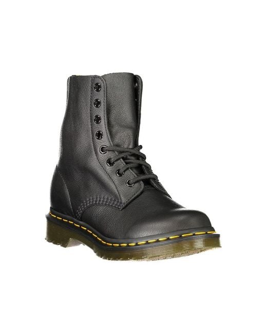 Dr. Martens Gray Black Leather Unisex Boot