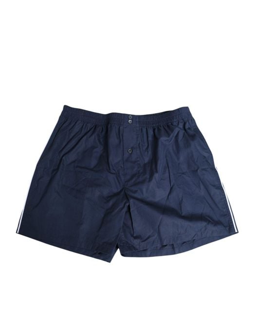 Dolce & Gabbana Navy Blue Cotton Elastic Waistband Button Swimwear for men
