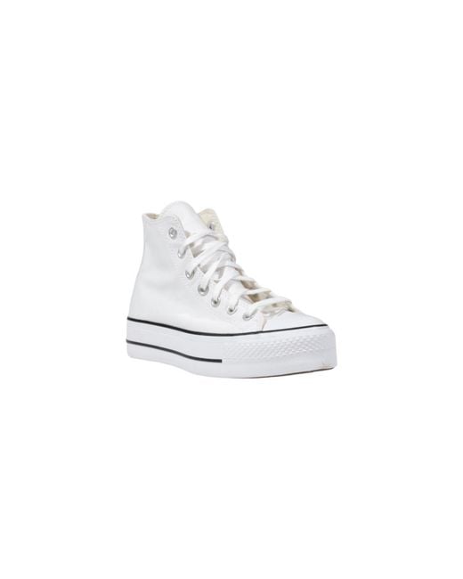 Converse White Polyester Platform Sneakers