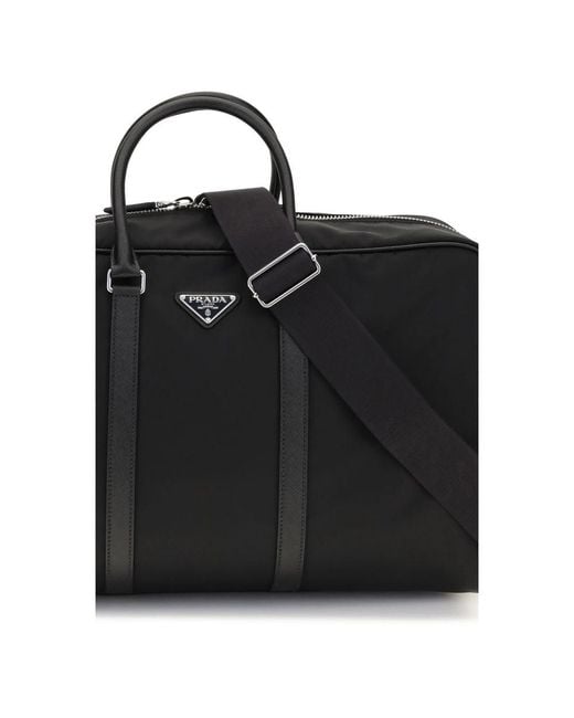 Prada Black Recycled Polyamide Luggage And Travel Bag for men
