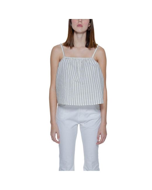 Vero Moda Blue Beige Organic Cotton Tank Tops