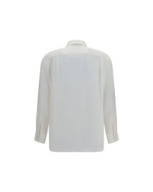 Max Mara White Silk Dress Shirt