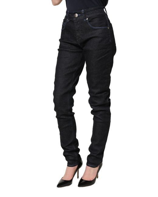 Acht Black Cotton Stretch Highwaist Skinny Denim Trouser Jeans