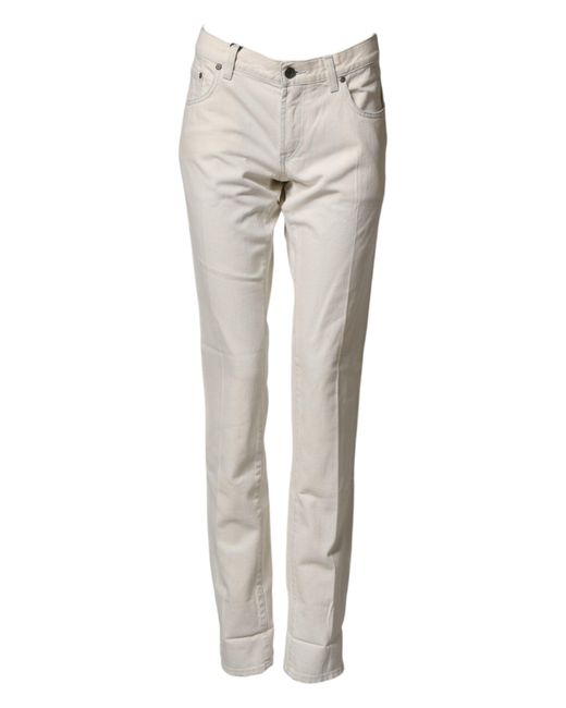 Dolce & Gabbana Gray White Cotton Skinny Denim Trouser Men Jeans for men