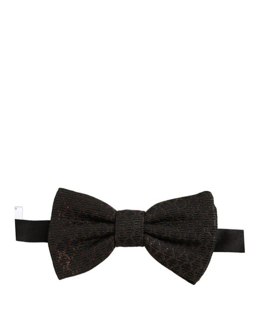 Dolce & Gabbana Black Men Brown 100% Silk Adjustable Neck Papillon Bow Tie for men