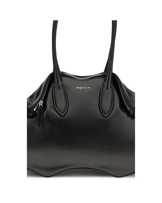 McQueen Black Calf Leather Bos Taurus Shoulder Bag