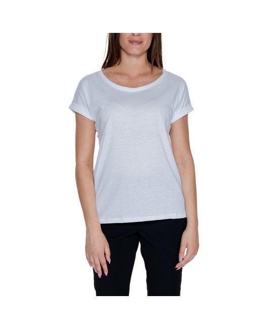 VILA CLOTHES Blue White Cotton T