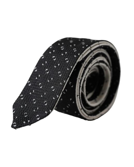Dolce & Gabbana Black Patterned Adjustable Tie for men