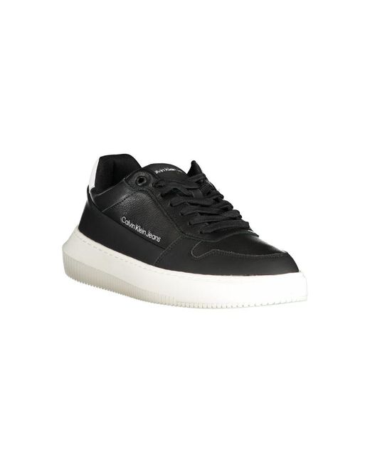 Calvin Klein Black Sleek Lace-Up Sneakers With Contrast Details for men