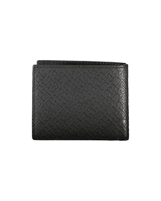 Tommy Hilfiger Black Elegant Leather Double Card Wallet With Contrast Details for men
