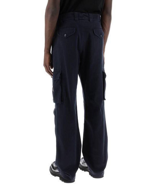 Dolce & Gabbana Blue Cargo Pants With Logo Plaque for men