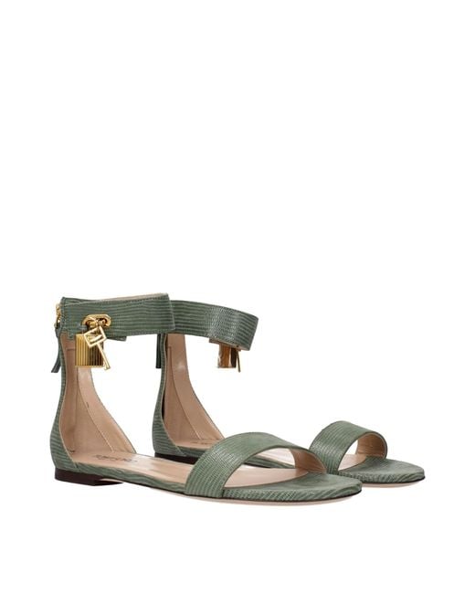 Tom Ford Green Leather Flat Sandals
