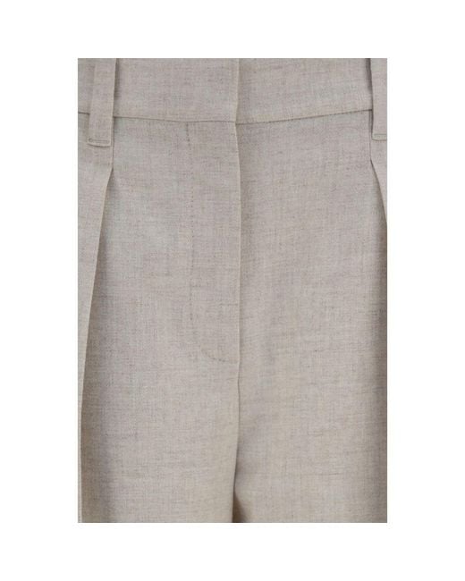 Brunello Cucinelli Gray Beige Wool Oves Aries Dress Pants
