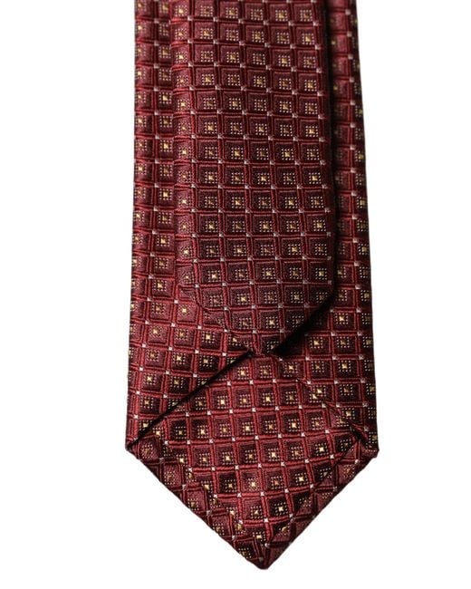 Dolce & Gabbana Red Geometric Silk Adjustable 'Sd Neckmen's Tie for men