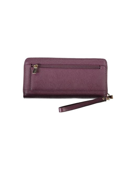 Guess Purple Elegant Zip Closure Wallet With Logo Detail