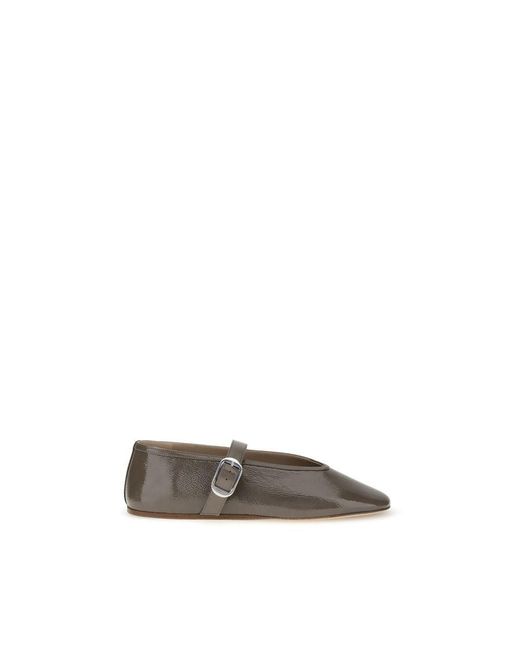 Le Monde Beryl Gray Brown Calf Leather Bos Taurus Ballet Flats