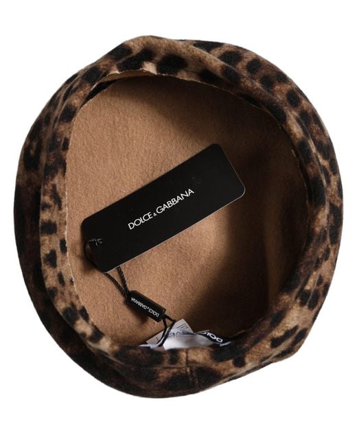 Dolce & Gabbana Black Brown Leopard French Style Beret Capello Hat