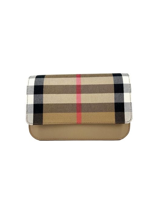 Burberry Black Small Leather Madison Crossbody Check Bag Canvas