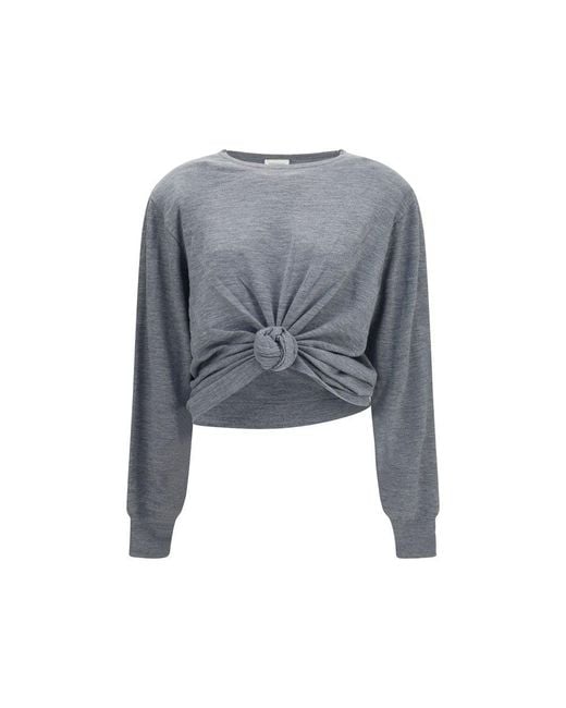 Magda Butrym Gray Wool Oves Aries Long Sleeve T-Shirt