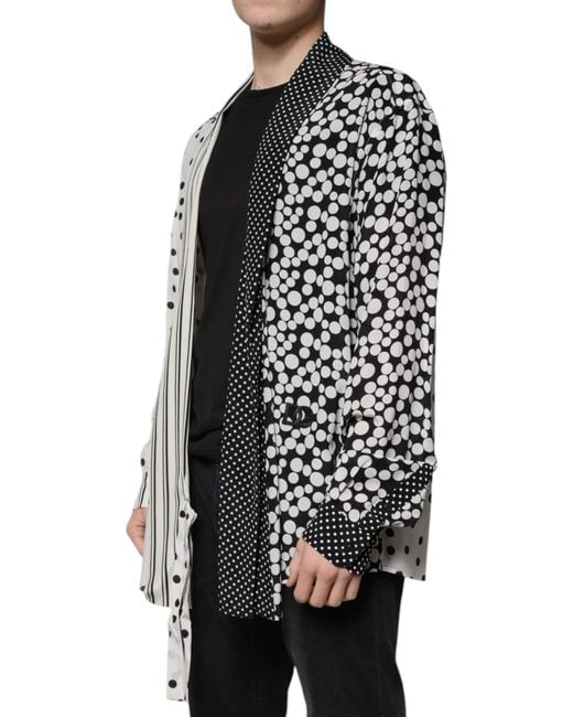 Dolce & Gabbana Black Polka Dots Silk Casual Shirt for men
