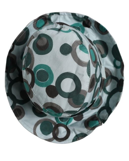 Dolce & Gabbana Green Teal Cotton Big Polka Dot Pattern Bucket Hat