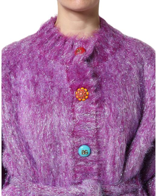 Dolce & Gabbana Purple Button Embellished Trench Coat Jacket