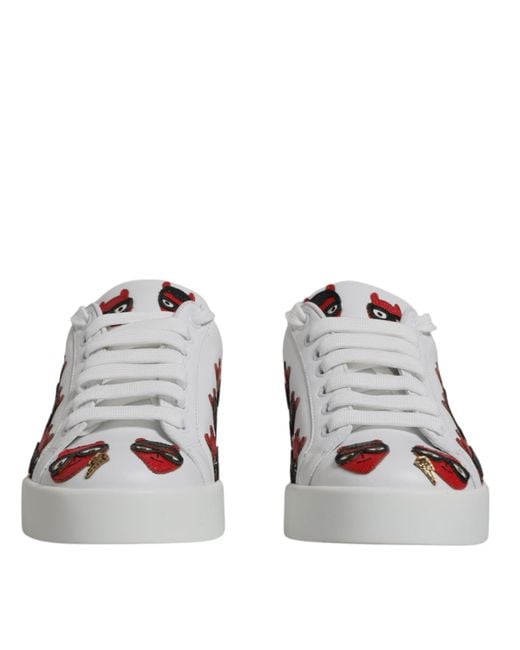 Dolce & Gabbana White Devil Face Portofino Sneakers Shoes