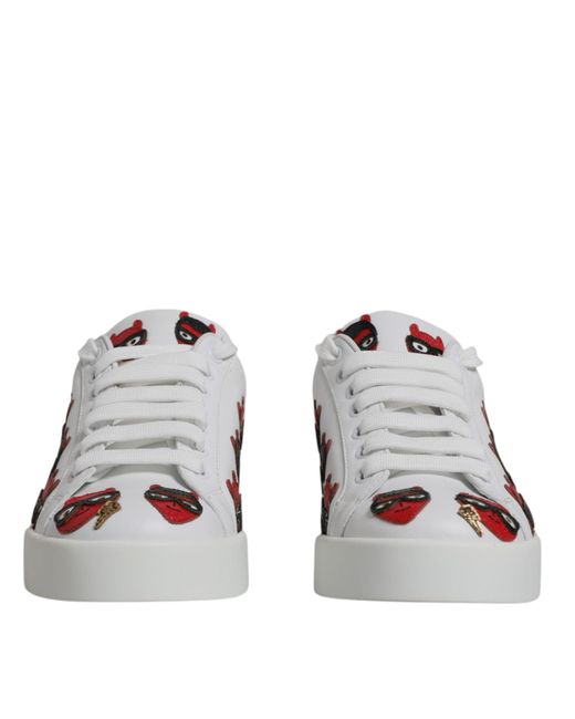 Dolce & Gabbana White Devil Face Portofino Sneakers Shoes