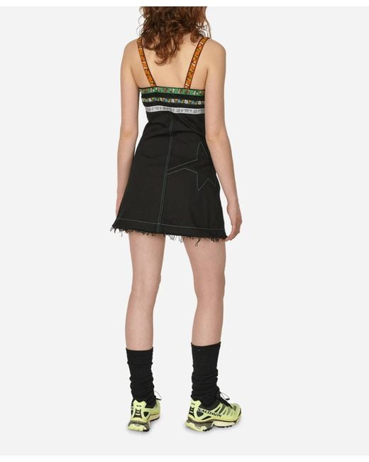 Cormio Black Short Denim Dress With Front Zipper