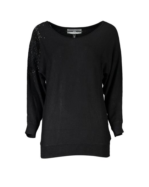 Guess Black Elegant Long Sleeve Rhinestone Sweater