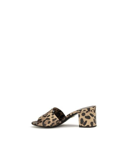 Dolce & Gabbana Metallic Beige Calf Leather Bos Taurus Mules