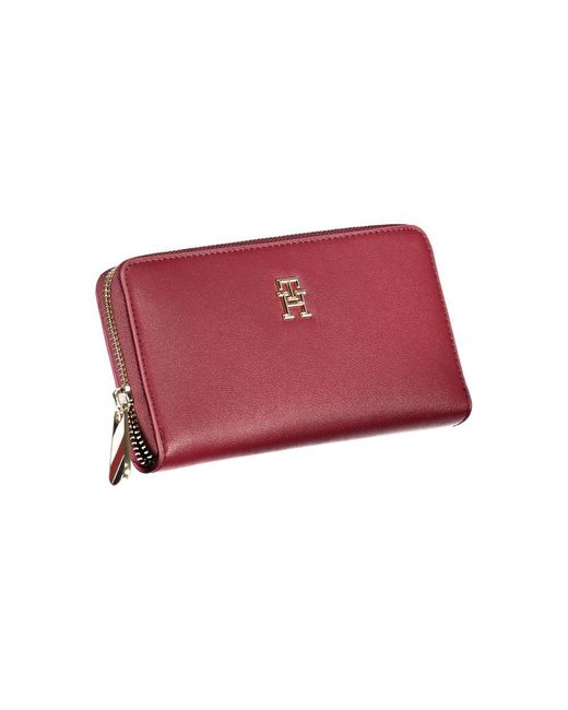 Tommy Hilfiger Red Chic Zip Wallet With Multiple Compartments for men