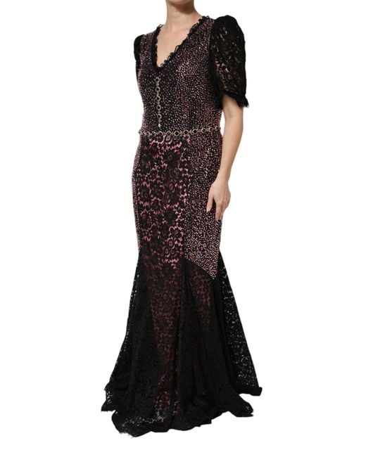 Dolce & Gabbana Black Multicolor Embellished Mermaid Gown Dress for men
