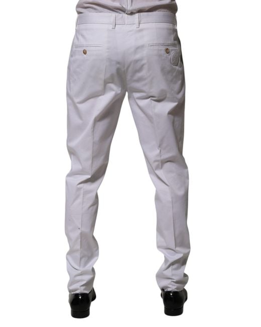 Dolce & Gabbana Gray Cotton Dress Slim Formal Trouser Pants Elastane for men