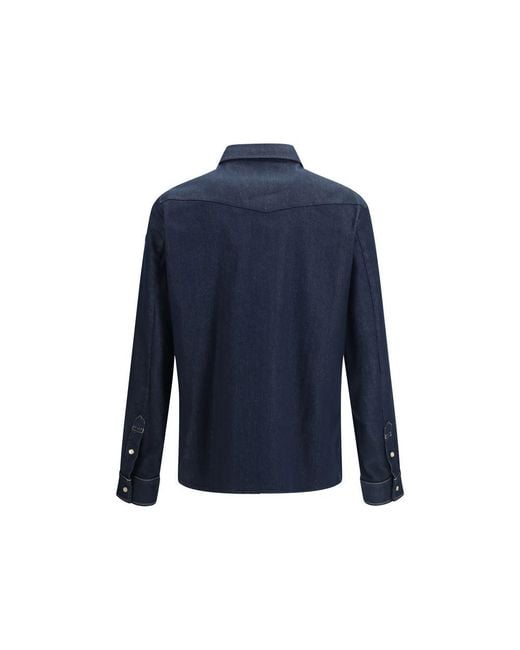 Moncler Blue Cotton Denim Jacket for men
