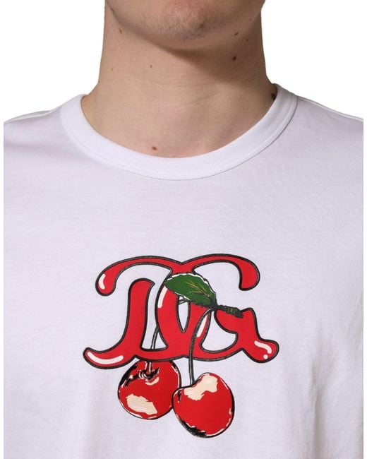 Dolce & Gabbana White Dg Cherries Cotton Crew Neck T for men
