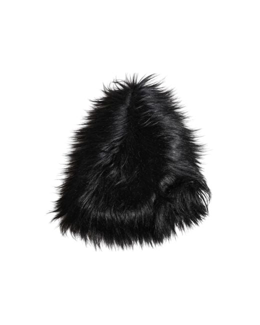 Dolce & Gabbana Black Acrylic Fur Bucket Hat
