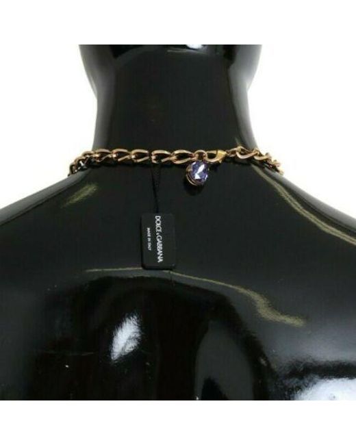 Dolce & Gabbana Black Pink Brass Crystal Purple Pearl Pendants