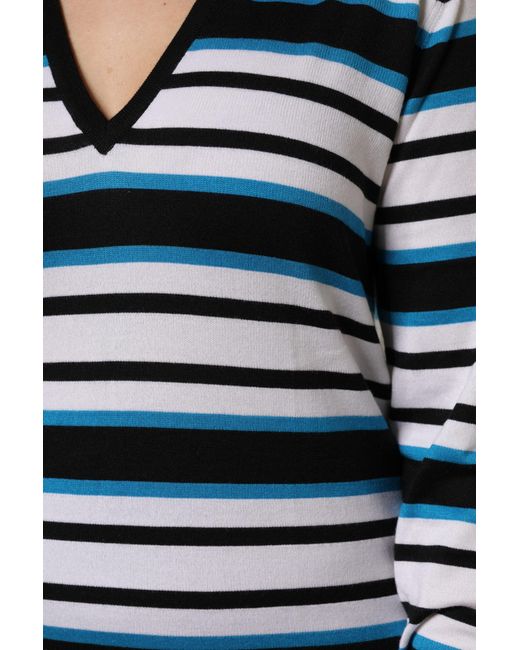 Dolce & Gabbana Blue Multicolor Stripes Long Sleeves V for men