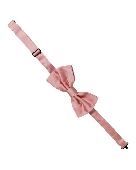 Dolce & Gabbana Men Light Pink 100% Silk Adjustable Neck Papillon Bow Tie for men